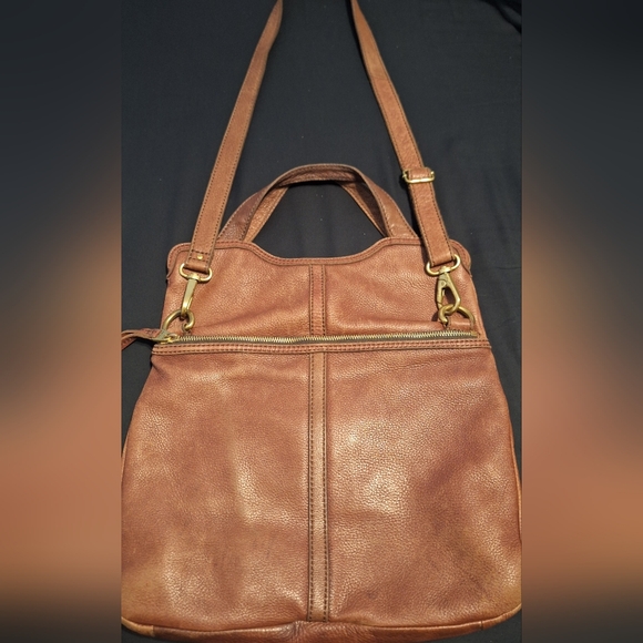 Fossil Foldover Leather Crossbody Messenger Bag - Picture 13 of 15